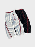 Cotton Blend Balloon-Leg Joggers with Contrast Waistband
