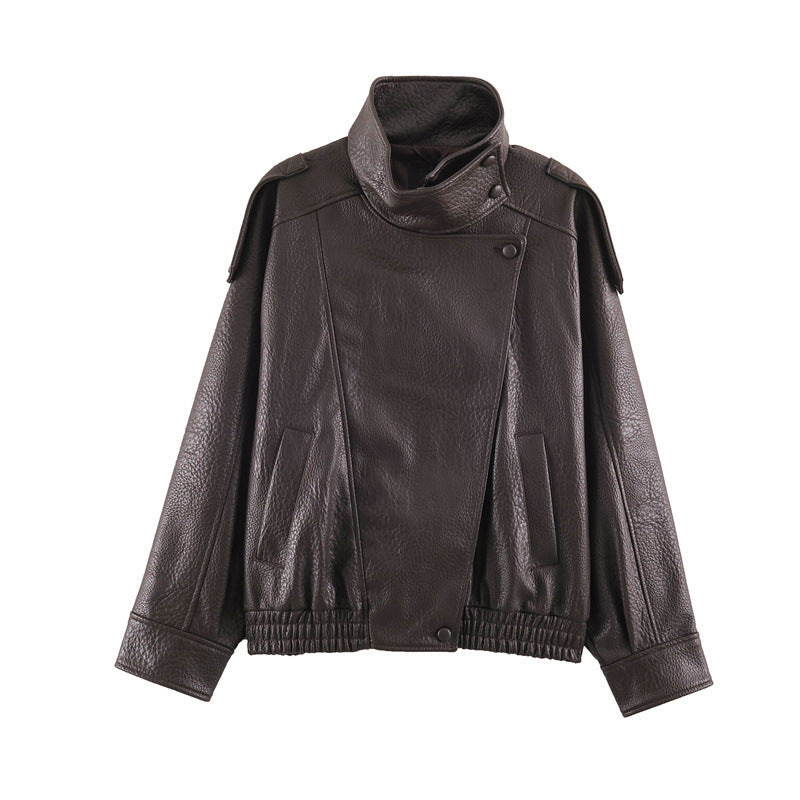 Women's Oversized Jacket with Diagonal Buttons