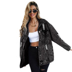 Women's Distressed Oversized Denim Jacket