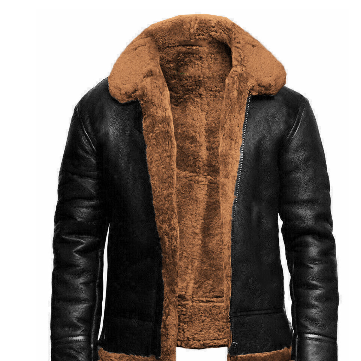 Men's Winer Faux Fur Leather Jacket With Fur Collar