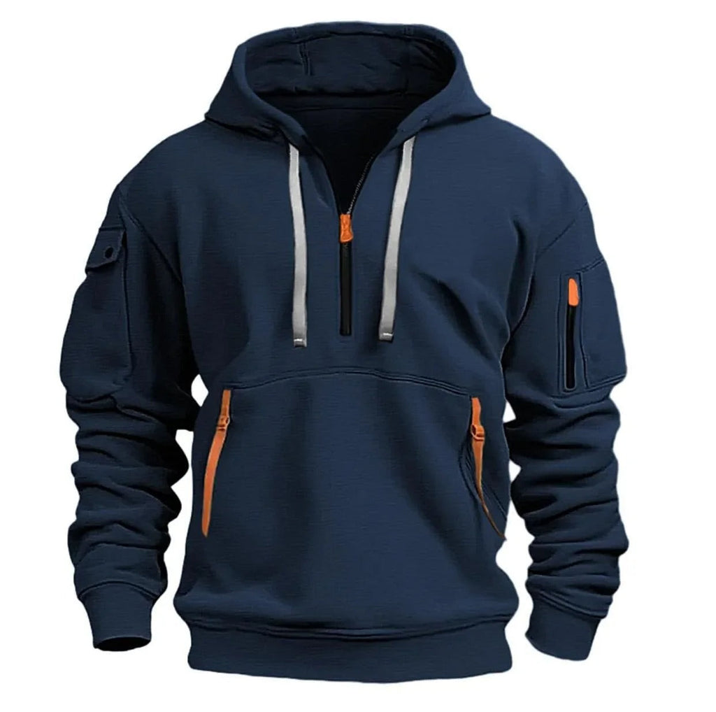 Warm Half Zip-Up Hoodie with Pockets | Sporty Casual Outerwear