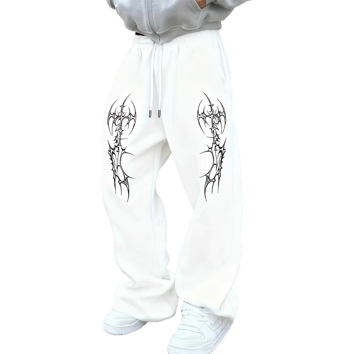 Men's Loose-fit Pants With Dark Gothic Prints