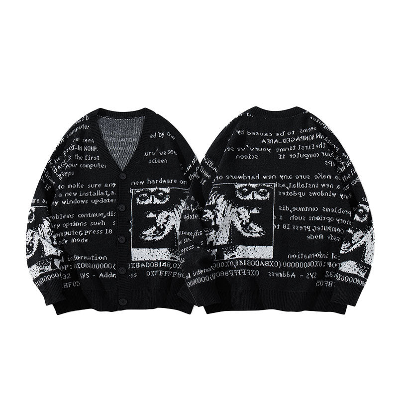 Men's Abstract Graphic Button Cardigan