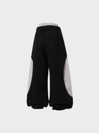 Wide-Leg Cotton Joggers with Side Stripe Panels