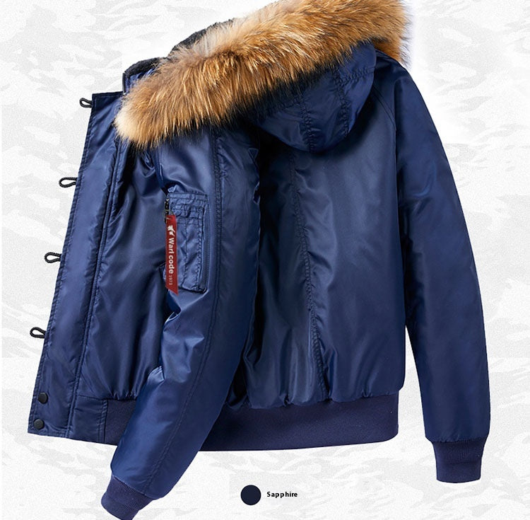 Men's Bomber Jacket with Detachable Hood | Warm Winter Style