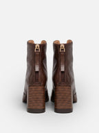 Women's Leather Ankle Boots with Square Heel and Zipper