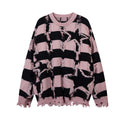Oversized Star Stripe Knit Sweater With Fringe