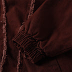 Men's Washed Distressed Zip-Up Hooded Jacket with Raw-Edge Patchwork