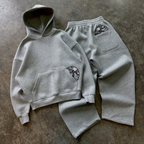 Drenn Cotton Blend Hoodie And Joggers Tracksuit Black And Grey