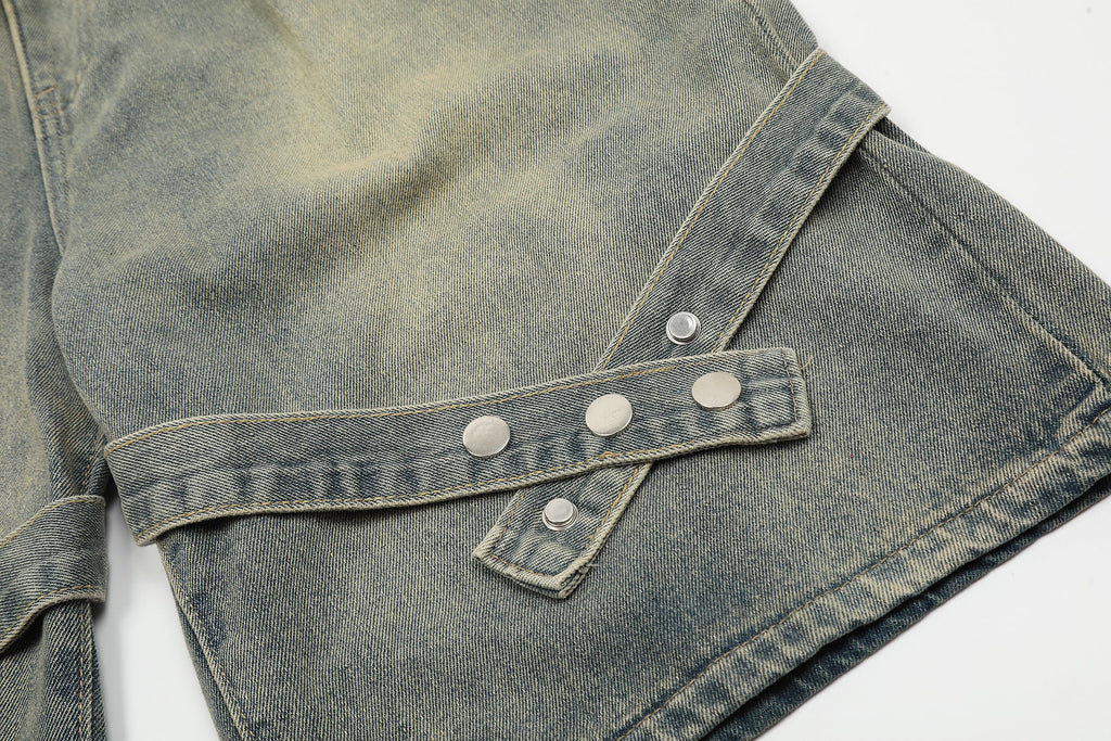Detale z paskami | Szorty z jeansu typu washed