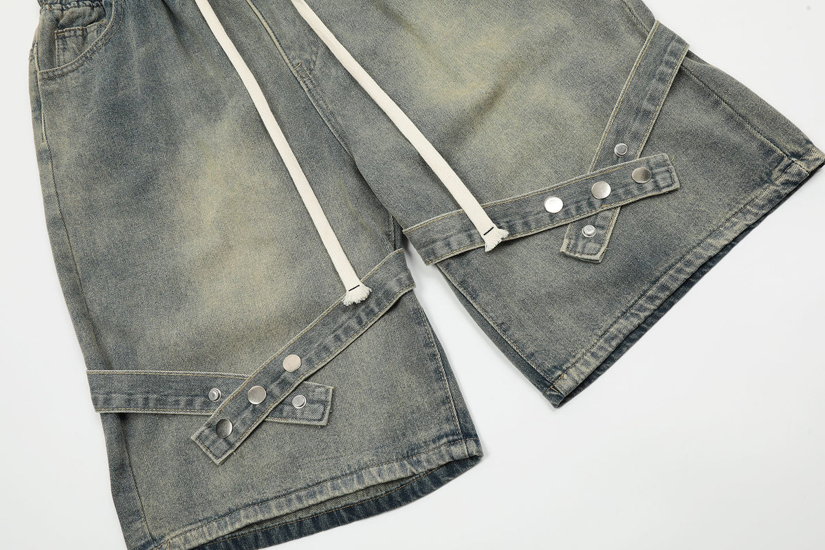 Detale z paskami | Szorty z jeansu typu washed
