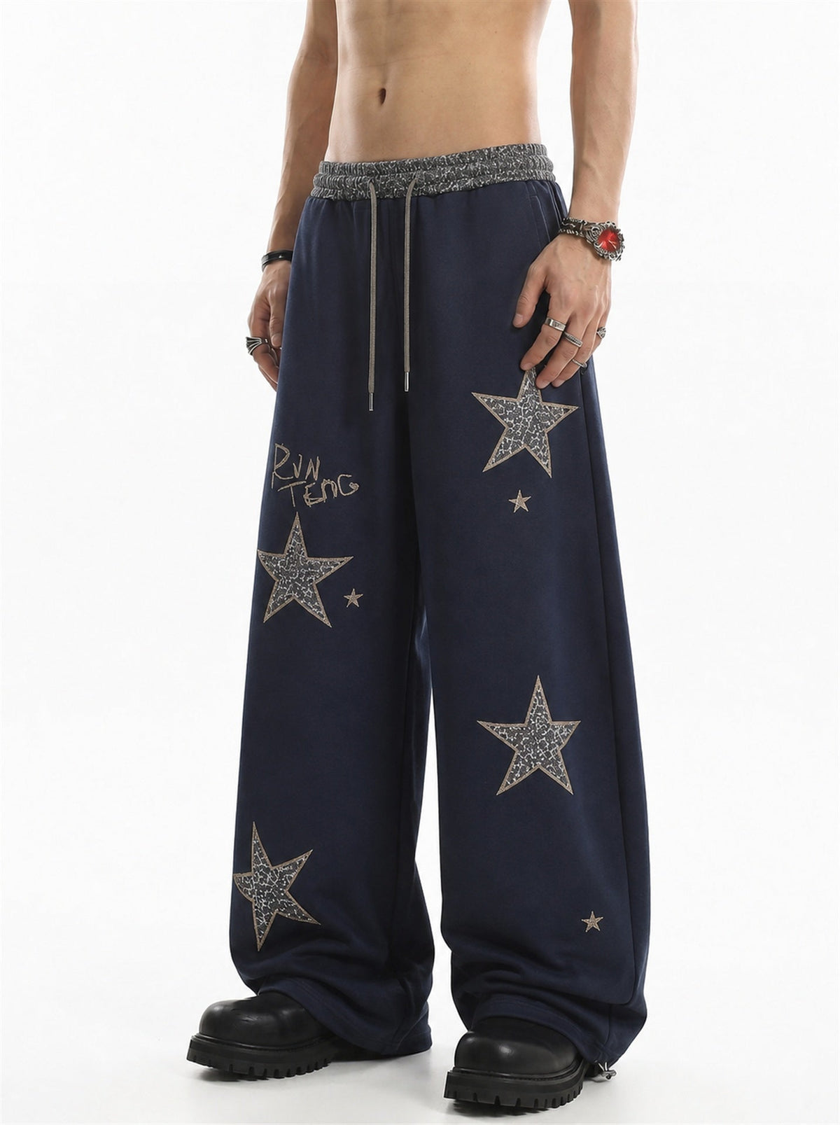 Leopard Star Baggy Sweatpants Relaxed Streetwear Trousers