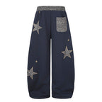 Leopard Star Baggy Sweatpants Relaxed Streetwear Trousers