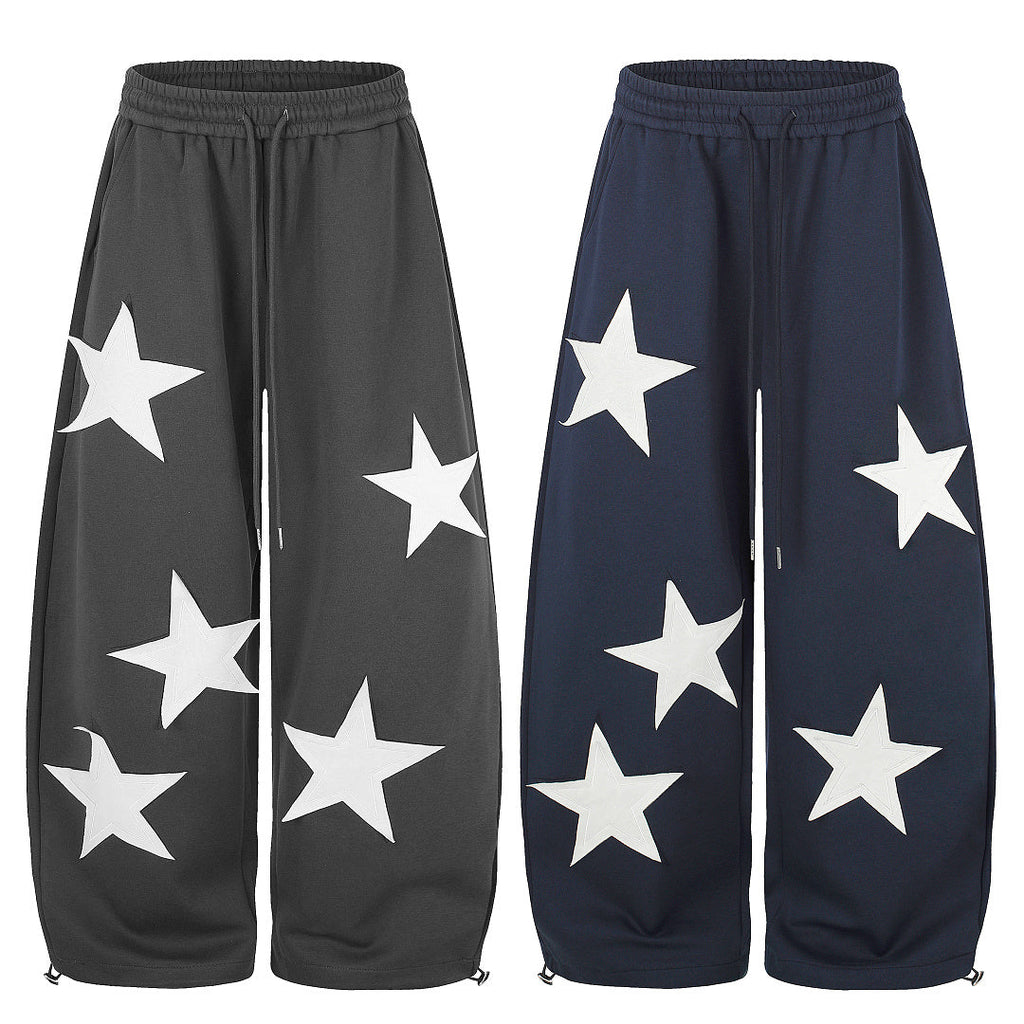Star Applique Baggy Barrel Sweatpants