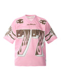 Pink Flame Print Mesh Jersey