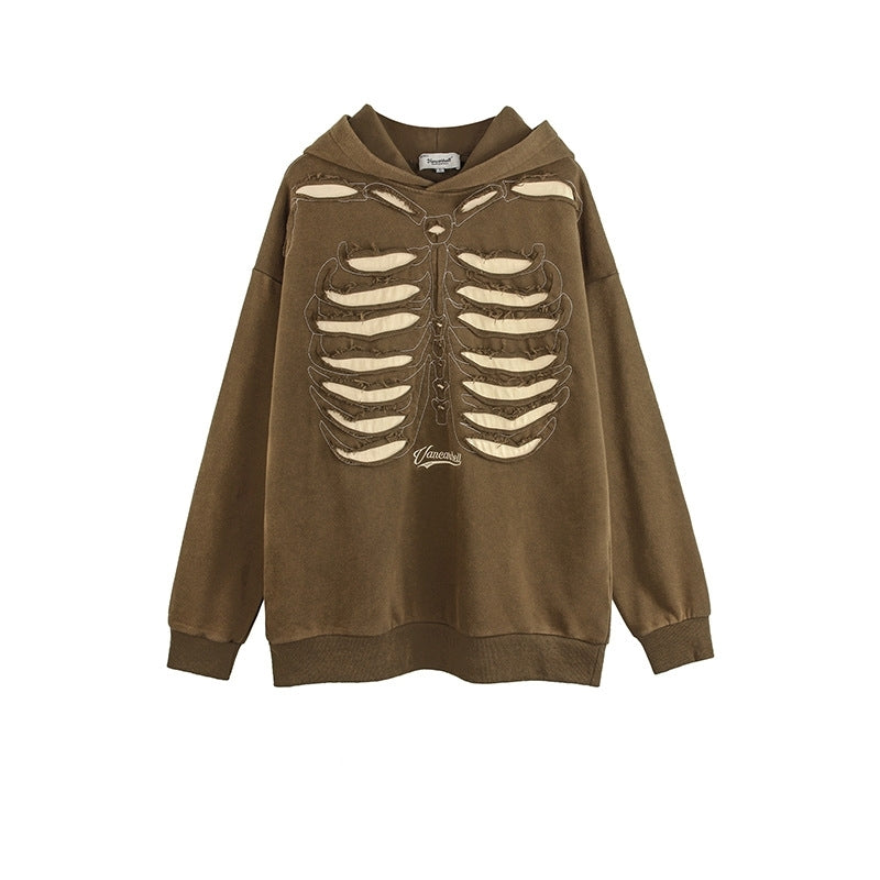 Men's Skull Graphic Grunge Hoodie