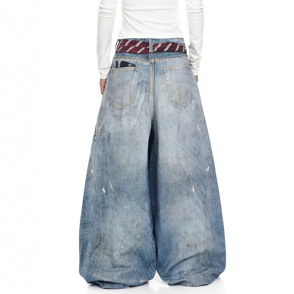 Męskie luźne dżinsy w stylu retro o kroju bootcut
