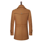Men’s Long Wool Blend Overcoat | Double Collar Business Casual Winter Coat