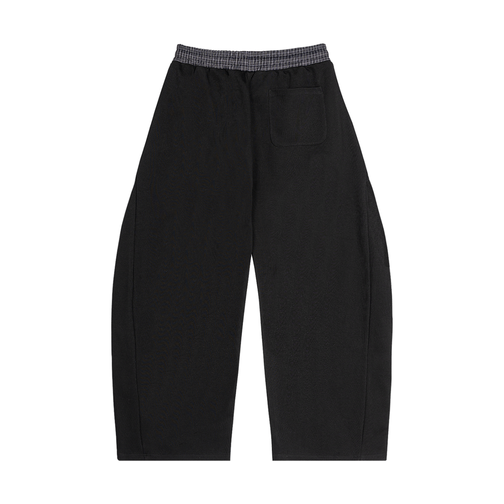 Plaid Waistband Barrel-Leg Sweatpants