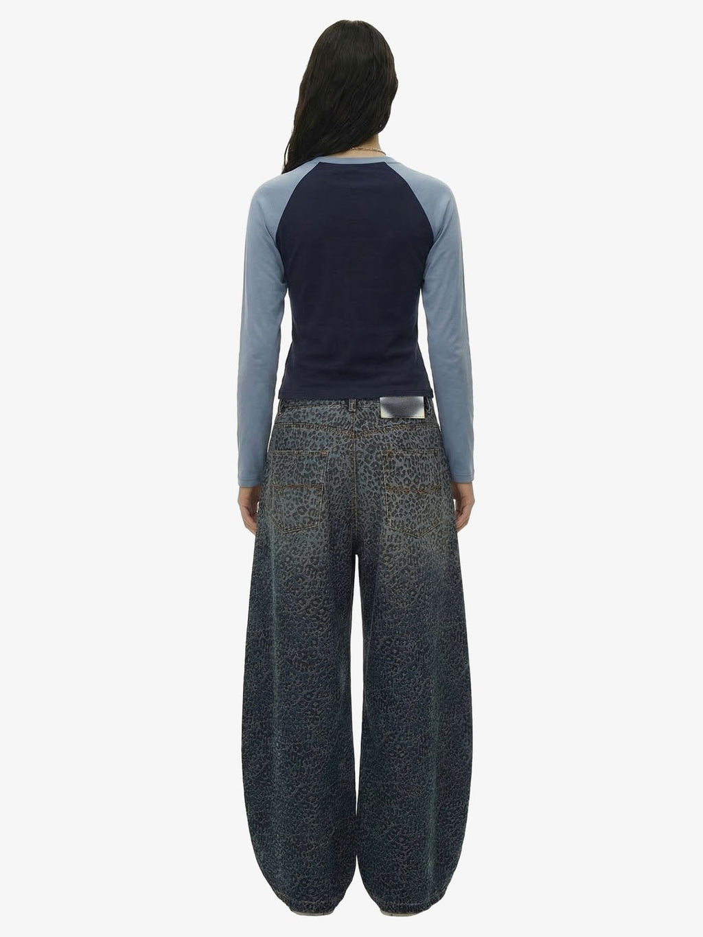 Leopard Print Denim Barrel Jeans