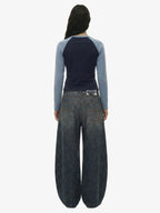 Leopard Print Denim Barrel Jeans
