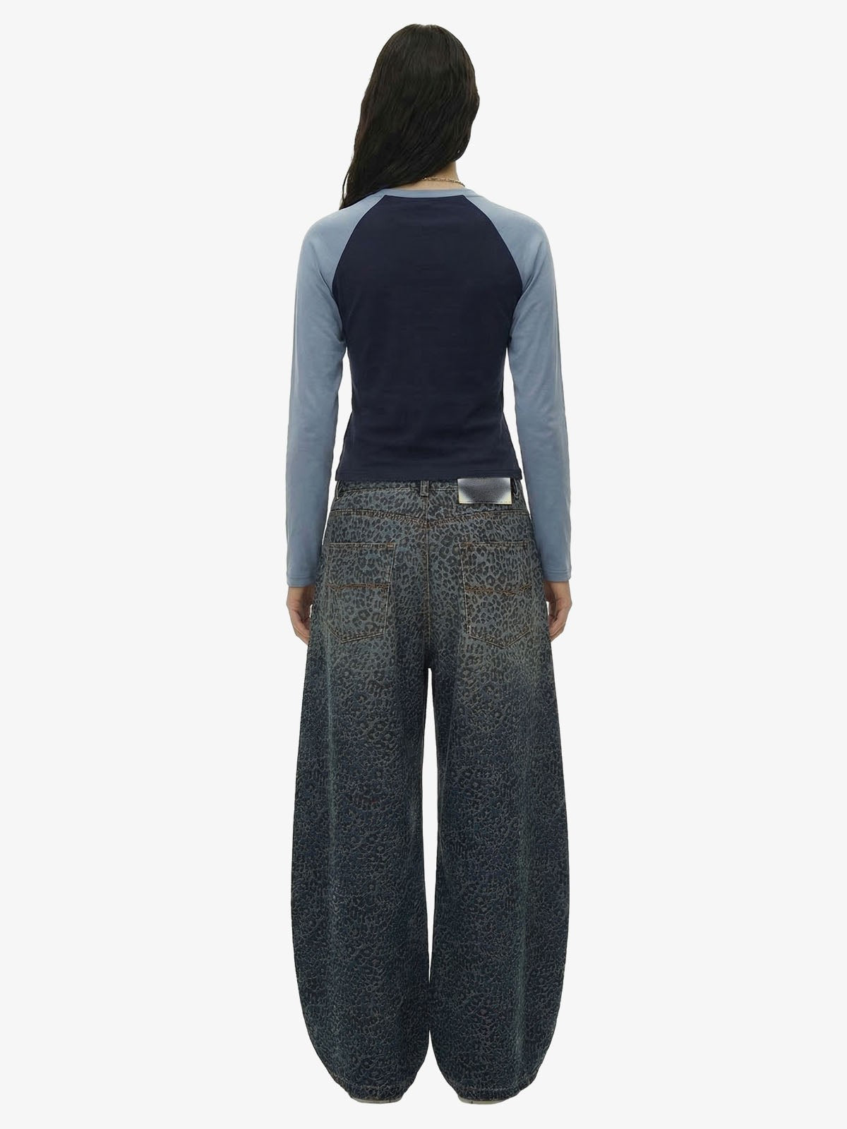 Leopard Print Denim Barrel Jeans