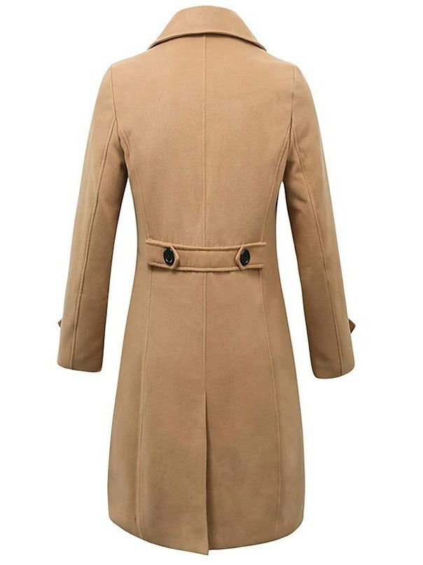 Men’s Long Double-Breasted Wool Blend Overcoat|Business/Casual Winter Coat