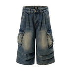 Vintage Washed Workwear Denim Shorts
