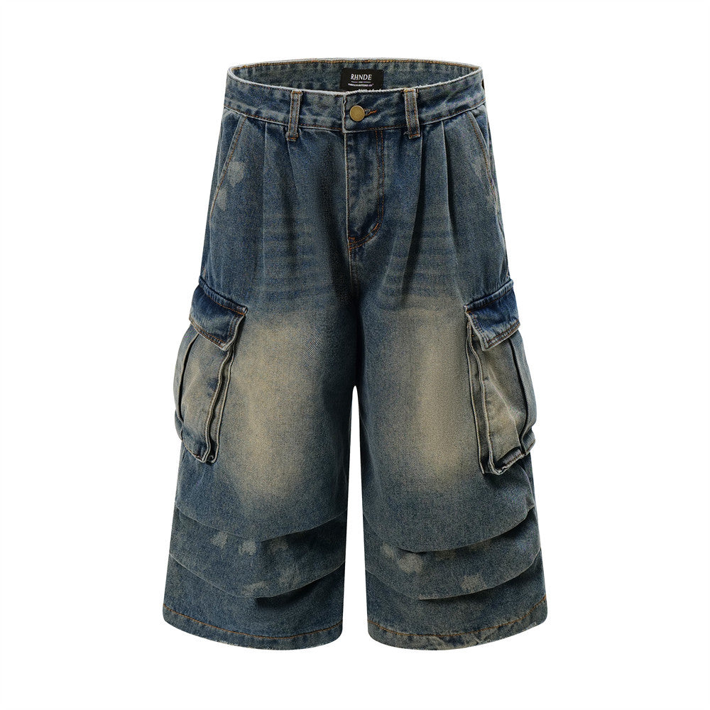 Szorty robocze z denimu typu vintage washed