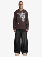 Leopard Print Denim Barrel Jeans