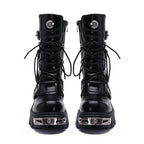 Black Platform Buckle Combat Boots