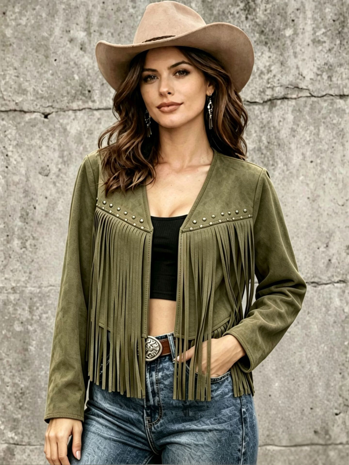 Women’s fringed stud jacket