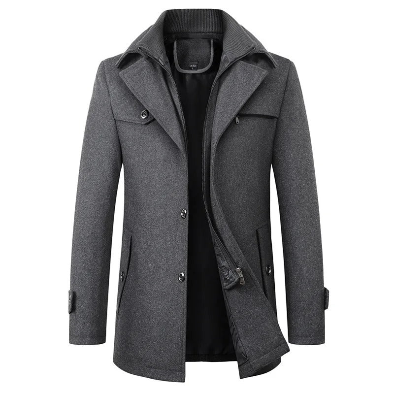 Men's Elegant Long Wool Blend Coat