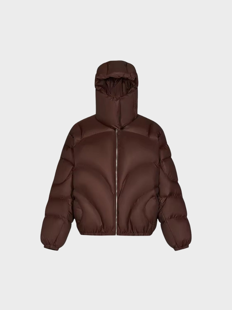 Pikowana kurtka typu puffer z odpinanym kapturem