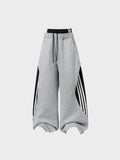 Wide-Leg Cotton Joggers with Side Stripe Panels