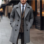 Men’s Long Double-Breasted Wool Blend Overcoat|Business/Casual Winter Coat