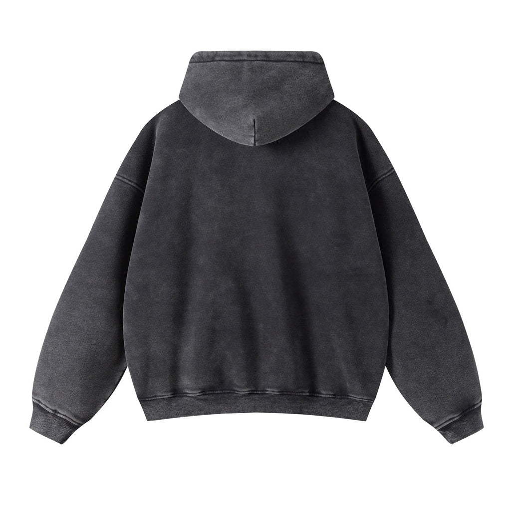 Oversized Vintage Wash Zip-Up Hoodie