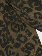 Leopard Print Wide-Leg Denim Shorts
