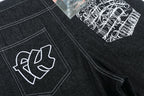 Men’s Graffiti Print Denim Shorts Hip-Hop Streetwear