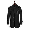 Men’s Long Wool Blend Overcoat | Double Collar Business Casual Winter Coat