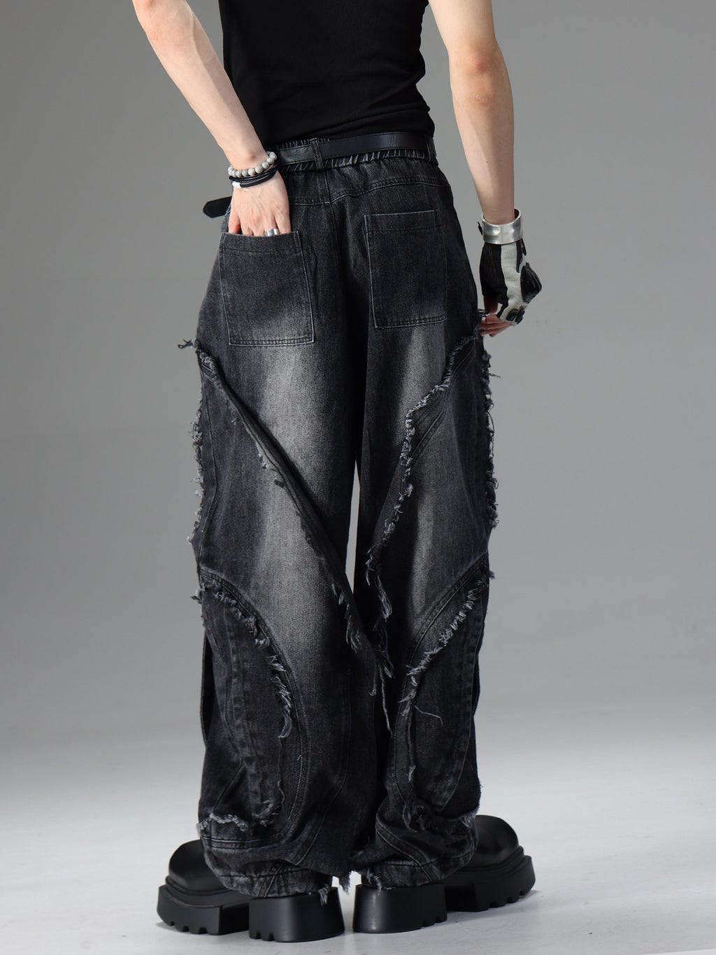 Men's Vintage Deconstructed Distressed Jeans