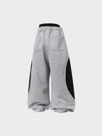 Wide-Leg Cotton Joggers with Side Stripe Panels