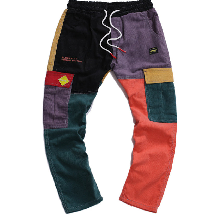 Color block corduroy jogger pants