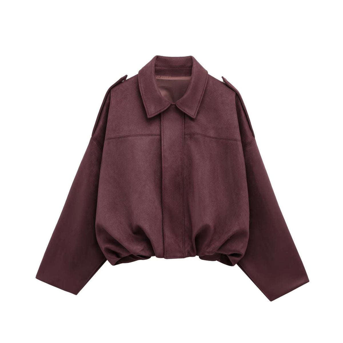 Women's Vintage Suede Oversized Batwing Sleeve Bomber Jacket