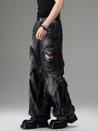 Men's Vintage Deconstructed Distressed Jeans