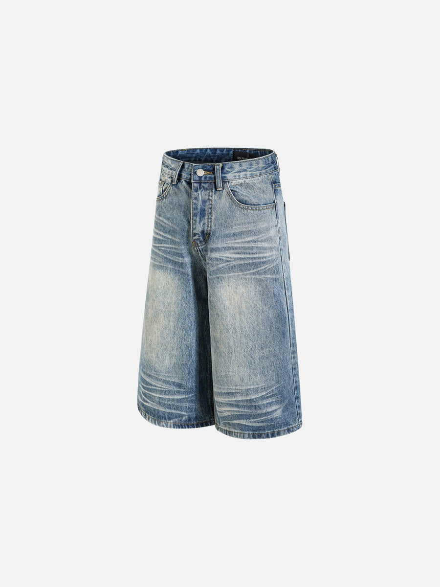 Szorty jeansowe z szerokimi nogawkami w stylu retro