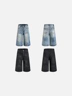 Szorty jeansowe z szerokimi nogawkami w stylu retro