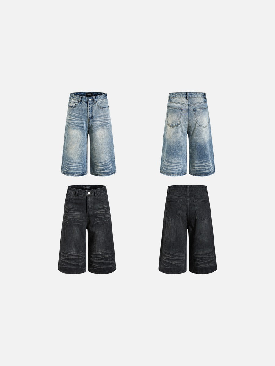 Szorty jeansowe z szerokimi nogawkami w stylu retro