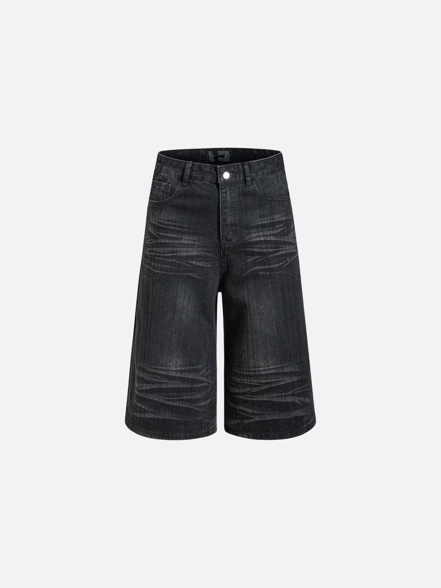 Szorty jeansowe z szerokimi nogawkami w stylu retro