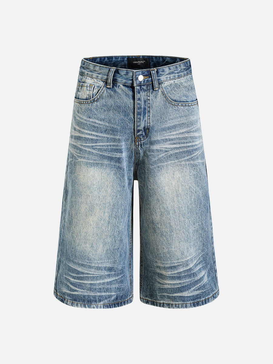 Szorty jeansowe z szerokimi nogawkami w stylu retro